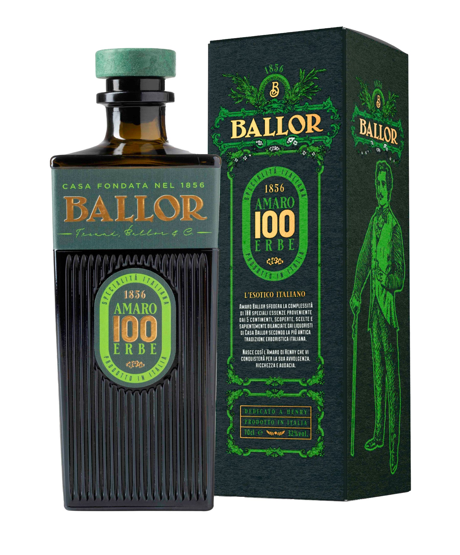 Flasche und Verpackung von Ballor Amaro 100 Erbe