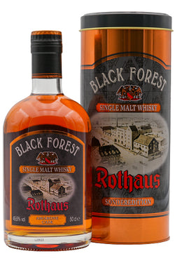 Flasche und Dose Rothaus Black Forest Single Malt Whisky.
