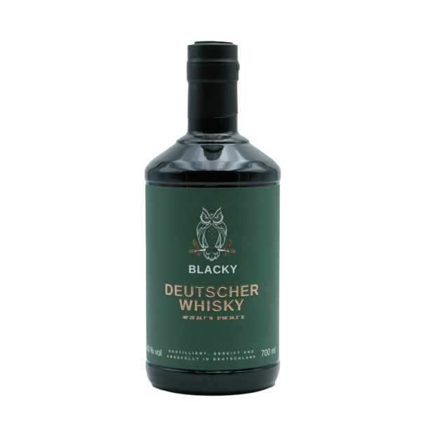 Flasche mit grünem Etikett für deutschen Whisky.
