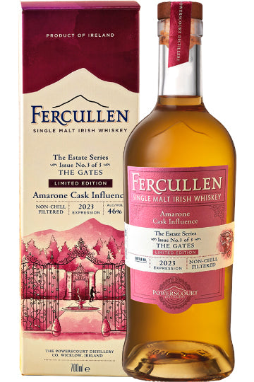 Fercullen Single Malt Irish Whiskey Flasche und Verpackung, Amarone Cask Influence, limitiert, 2023, 46 % Vol.