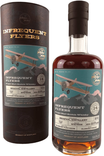 Flasche und Verpackung von "Infrequent Flyers" Single Malt Scotch Whisky.