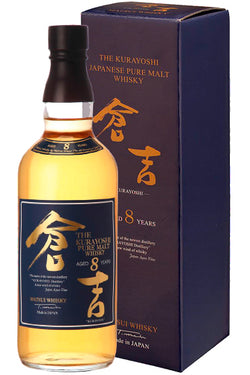 Flasche und Verpackung von The Kurayoshi 8 Jahre alter japanischer Pure Malt Whisky.
