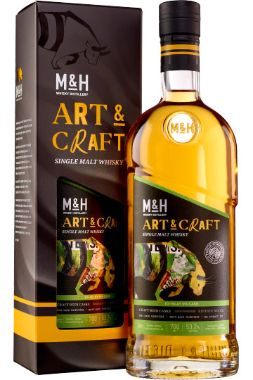 M&H Art & Craft Single Malt Whisky mit Verpackung.
