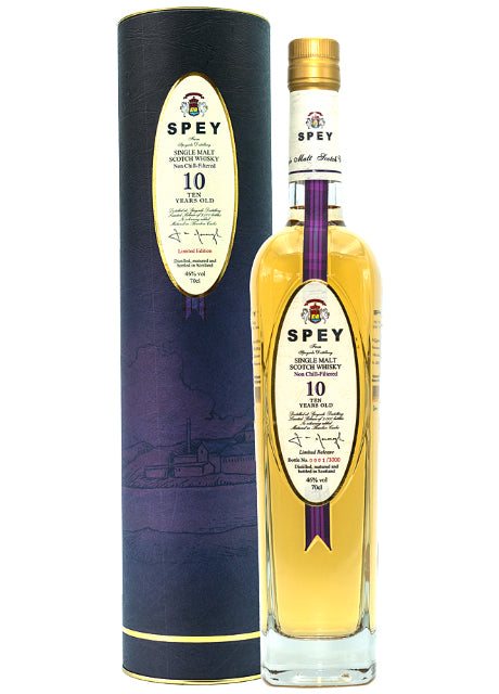 Flasche Spey Whisky mit Verpackung, 10 Jahre alt.