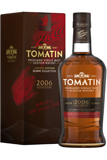 Tomatin Highland Single Malt Scotch Whisky Flasche mit Verpackung, 2006 Edition, 17 Jahre gereift, Sherry Collection.