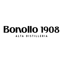 Logo mit der Aufschrift "Bonollo 1908 Alta Distilleria" in schwarzer Schrift auf weißem Hintergrund.