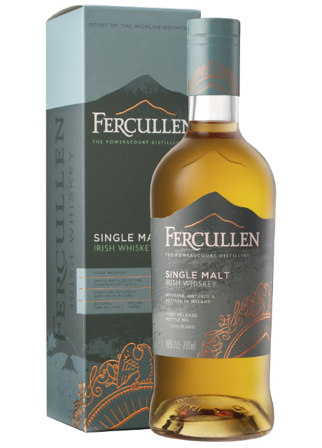 Flasche und Verpackung von Fercullen Single Malt Irish Whiskey.