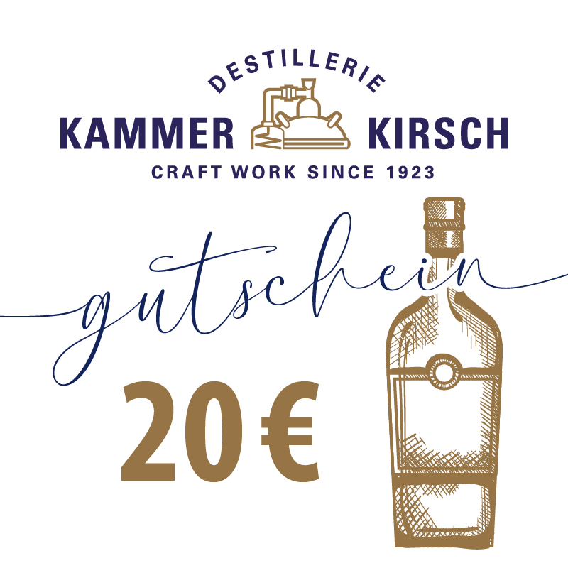 Gutschein der Destillerie Kammer Kirsch im Wert von 20 Euro.