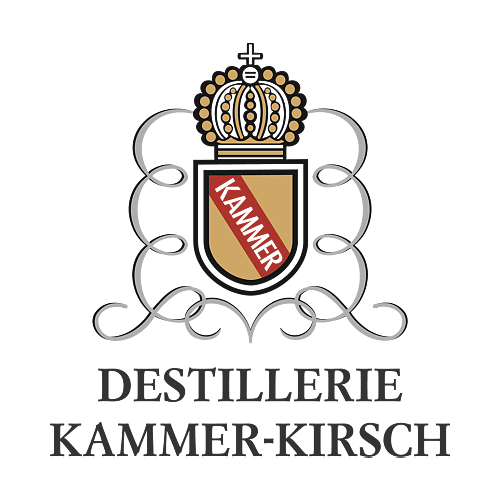 Logo der Destillerie Kammer-Kirsch mit einem Wappen und Krone.