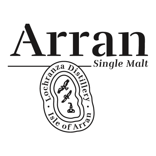 Logo der Arran Single Malt Whisky Brennerei, mit einem Emblem der Lochranza Distillery auf der Isle of Arran.