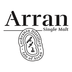Logo der Arran Single Malt Whisky Brennerei, mit einem Emblem der Lochranza Distillery auf der Isle of Arran.