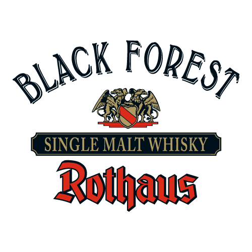 Logo von Black Forest Rothaus Single Malt Whisky mit Adler und Wappen.