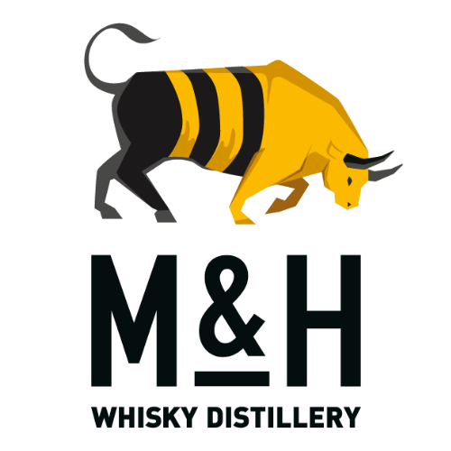 Illustration eines Bienen-Hundes in gelb-schwarzen Streifen mit Hundekopf auf weißem Hintergrund.