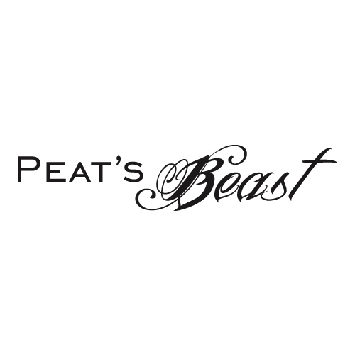 Logo mit dem Schriftzug "Peat's Beast" in stilvollem, schwarzem Schriftzug.