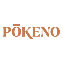"Logo mit dem Schriftzug 'Pōkeno' in brauner Schrift auf weißem Hintergrund."