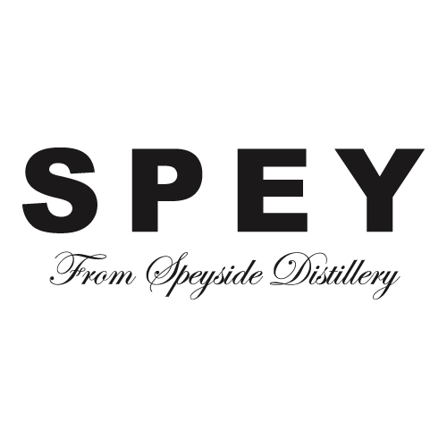 Logo von Spey Spirit, mit großem Schriftzug "SPEY" und darunter "From Speyside Distillery".