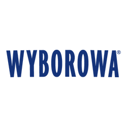 Logo mit dem Text "Wyborowa" in blauer, serifenloser Schrift auf weißem Hintergrund.