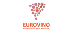Logo der Eurovino Fachmesse für Wein in Karlsruhe mit stilisierten Trauben.