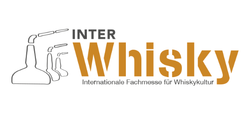 Logo der InterWhisky Fachmesse mit Destillationsapparaten und Schriftzug.