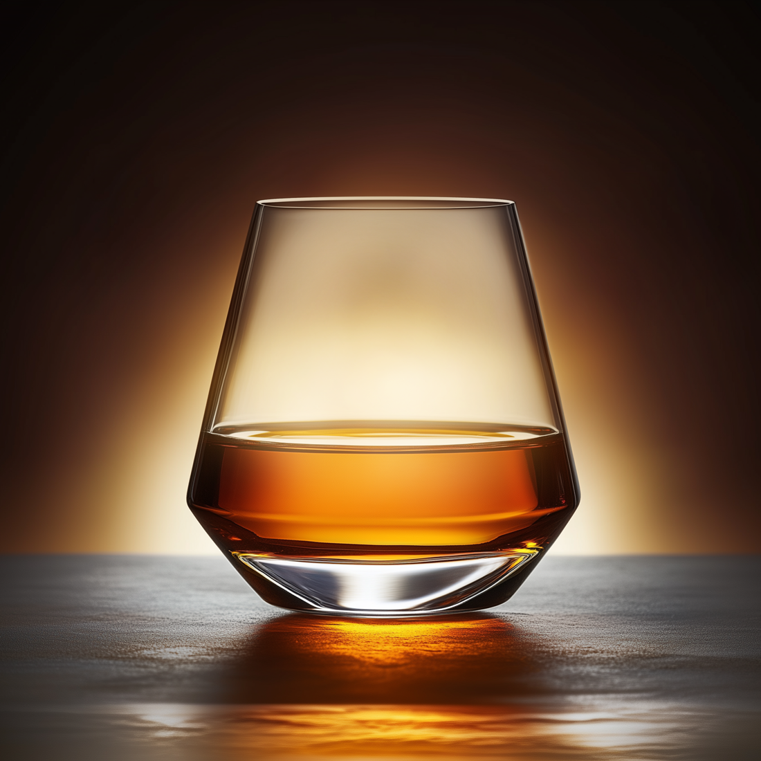 Ein Glas mit bernsteinfarbener Flüssigkeit vor einem warmen, unscharfen Hintergrund.