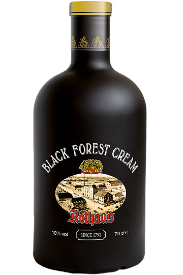 Eine schwarze Flasche mit der Aufschrift 